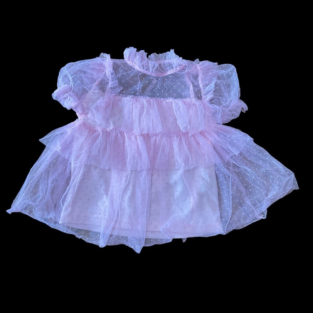👣 5/$25 - Pink Polka Dot Tiered Ruffle Top